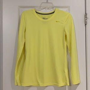 Nike Dri-Fit Small Long Sleeve Yellow Tee